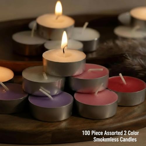 Image of 100 Pcs Paraffin Wax Candles Tea Light, 3 hr Burn time, No Residue Diwali Decoration,Smokeless, (100 PC Unscented) | Popo Toys