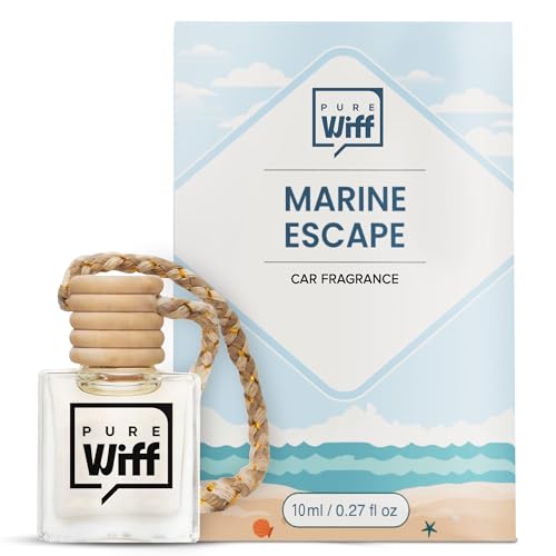 Image of Marine Escape Car Perfume Diffuser - 10ML Long Lasting Hanging Car Air Freshener | Premium Car Fragrance Oils in Glass Bottle with Wooden Diffuser Cap | Lasts up to 75 Days | IFRA Certified
