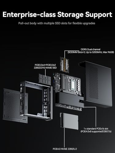 MINISFORUM MS-01 Mini Workstation Intel Core i9-13900H (vPro Enterprise Support) 32GB DDR5 1TB SSD Mini PC,2x 10Gbps SFP+/2x 2.5G RJ45/2x USB4/HDMI/1x PCIe4.0x16 slot/Support 3x M.2 2280/22110/U.2 SSD — view 5