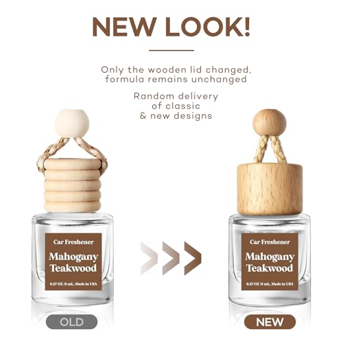 Image of HoogaLife Car Air Freshener Diffuser 2 Pack Hanging Mahogany Teakwood Car Air Freshener for Women 45+ Days Long Lasting Fragrance Made in USA