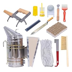 MayBee 13 Pcs Beekeeping Tools with Bee Smoker, Beekeeping Supplies Bee Hives Starter Kit for Beginners and Professional Beekeeper, Durable, Bee Keeping Supplies-All