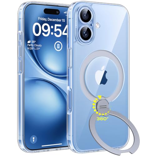 TOCOL for iPhone 17 Case with 360° Magnetic Stand, Clear