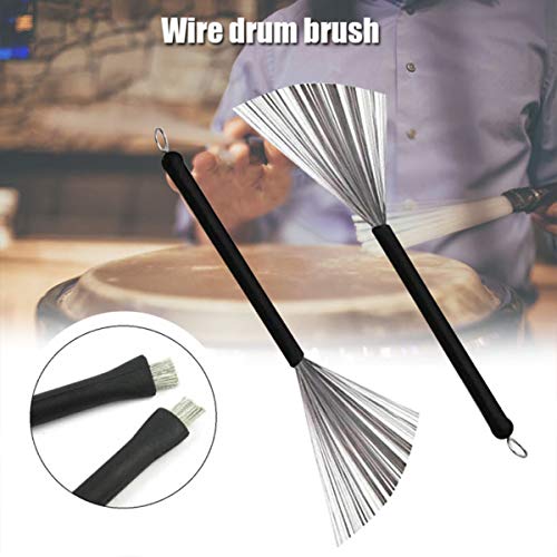 Gnimup Drum Brushes Retractable Drum Wire Sticks Brushes With Comfortable Rubber Handle Gift For Rock Band, Country Music, Folk,Drummers (2 Pieces) #TOP4