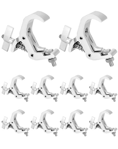 QWORK Aluminum Stage Light Truss Clamp 10 Pack, 1.18' to 1.97' Fit, 330lb Load for DJ Booth...