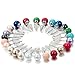 Flongo Damen Ohrringe Stecker Ohrstecker Perlenohrringe, 24 Stück 6mm Edelstahl Gestüt Stecker Ohrhänger Silber Farbige Kugel Perle Perlen Frauen Elegant Set (12 Paar)