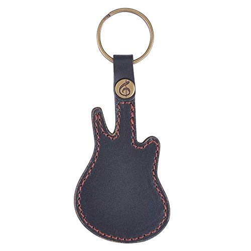 Guitar Picks Case Leather Pick Keychain Guitar Picks Holder Plectrums Case Bag With 5Pcs Guitar Picks Gift (Guitar Pick Case-Black) #TOP3