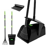 twocorn Pooper Scooper with Heavy Duty Swivel Bin & Rake, Long Handle for Medium/Small Dogs - Green