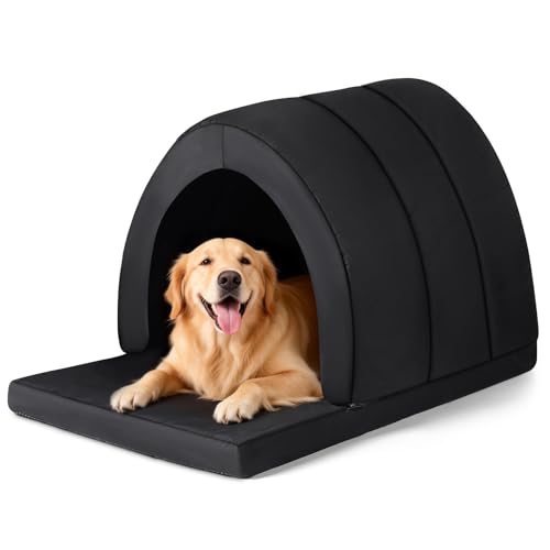 Bartuke Orthopädische Hundehütte, Hundebett-Hütte, wasserabweisendes Haustierzeltbett für den Innenbereich mit Schaumstoffpolster und Rutschfester Unterseite, ideal für große Rassen