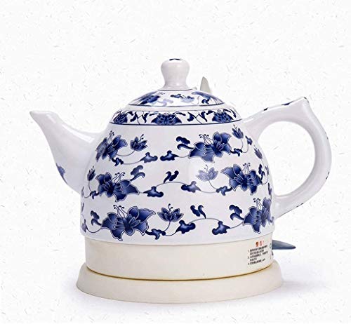 Haushaltselektrische Keramik Schnurlose Blaue und weiße Porzellankessel Teekanne 1L Krug kocht Wasser schnell für Tee Kaffeesuppe Haferflocken