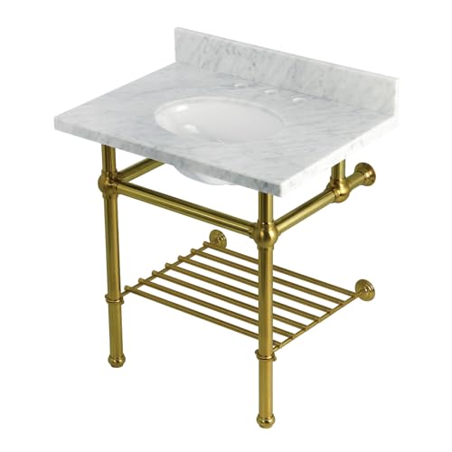 Kingston KVPB3030MBB7 Sink, Carrara Marble White/Brushed Brass