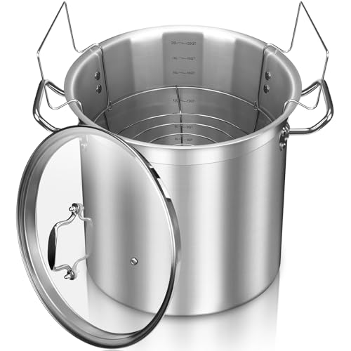 Commercial Grade Large Stock Pot - 20 Quart Soup Pot With Lid - Non-Nickel Stainless Steel Cooking Pot - Healthy Cookware Polished Stockpots - Heavy Duty Induction Pot 20 QT