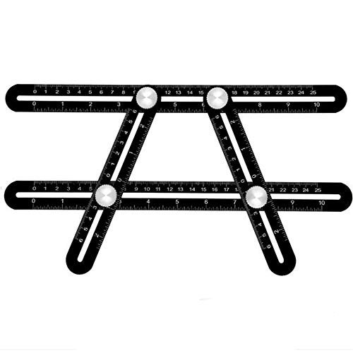 JTRHD Measuring Layout Tool Multifunctional Ruler Aluminum Alloy Movable Folding Ruler Locator Measuring 4 Corners for Carpenter Engineer Craftsmen (Color : Black, Size : 25cm)