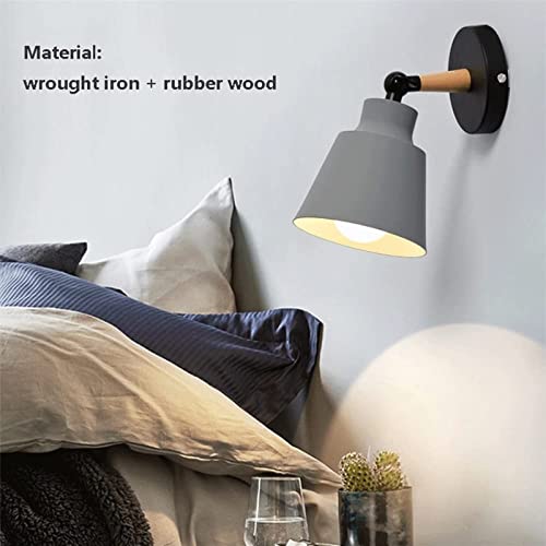 Lámpara de pared vertical ajustable con enchufe y pantalla de metal gris 3