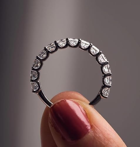 2.00 Carat Princess Cut Lab Created Diamond Half Eternity Wedding Band Ring, 14K White Gold Finish, 925 Sterling Silver