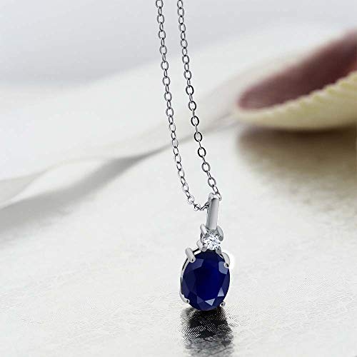 Gem Stone King 2.55 Cttw Blue Sapphire Necklace For Women | 925 Sterling Silver | Gemstone Birthstone | Oval 9X7MM Pendant Necklace | With 18 Inch Silver Chain3