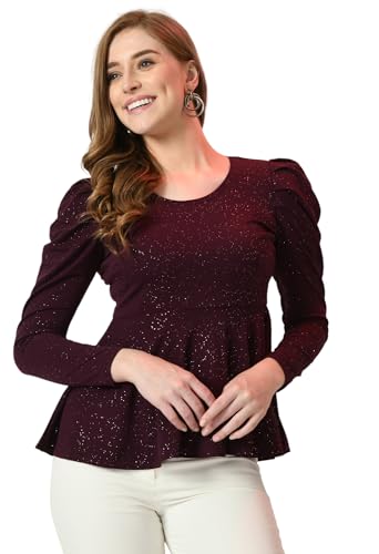 Image of IUGA Women Embellished Round Neck Puff Sleeve Top