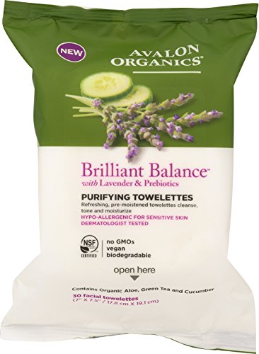 Avalon Organics Brilliant Balance Purifying Towelettes, 30 Count