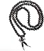 PWMENLK 108 Mala Beads Bracelets Meditation Necklace 3pc 8mm Wood Prayer Beads Buddhist Wooden Necklace for Men and Women(red black white)
