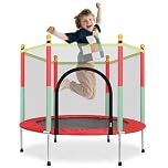 Ccarzzi Trampoline 4.6FT/140CM Toddler Trampoline Round with Safety Enclosure Net, Indoor & Outdoor Playset for Boys & Girls Aged 1-8