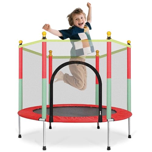 Ccarzzi Trampoline 4.6FT/140CM Toddler Trampoline Round with Safety Enclosure Net, Indoor & Outdoor Playset for Boys & Girls Aged 1-8