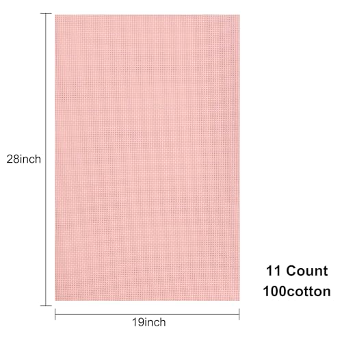 Image of Aida Cloth 11 Count Cross Stitch Fabric,19x28inch (11CT,Pink)