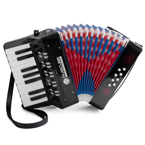 MUSICUBE Accordion Instrument for Kids Professional 17 Keys 8 Bass Accordion with Straps for Beginner Student Educational Musical Instrument for Boys Girls Aged 3+ Gift Choice