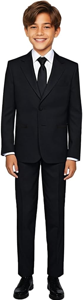 Black n BiancoBoys' Formal Black Suit with Shirt and Vest