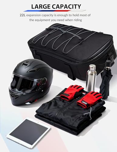 Alforja trasera para motocicleta, alforja ampliable para asiento trasero, equipaje para casco, mochila de viaje de doble uso miniatura 3