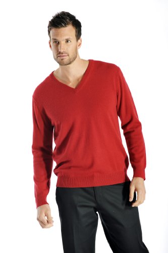 Cashmere Boutique: Men's 100% Pure Cashmere Classic Pullover V-Neck Sweater Long Sleeves (5 Colors, Sizes: S/M/L/XL)