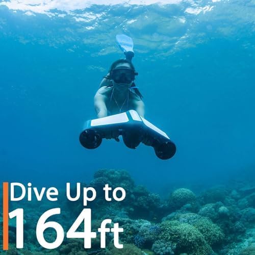 GENEINNO S1 Underwater Scooter, Positive Buoyancy Electric Sea Scooter with Safety Lock,164ft Deep Dive Propulsion Device with Go-Pro Mountfor Snorkeling Diving Swimming Adults Kids,Blue