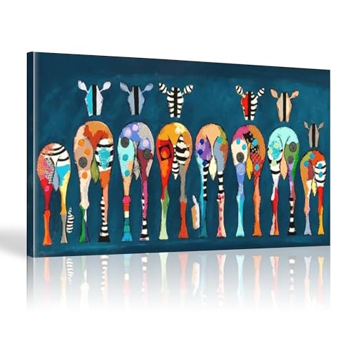 Toile zèbre graffiti haute définition avec cadre intérieur bois robuste 80x165 cm