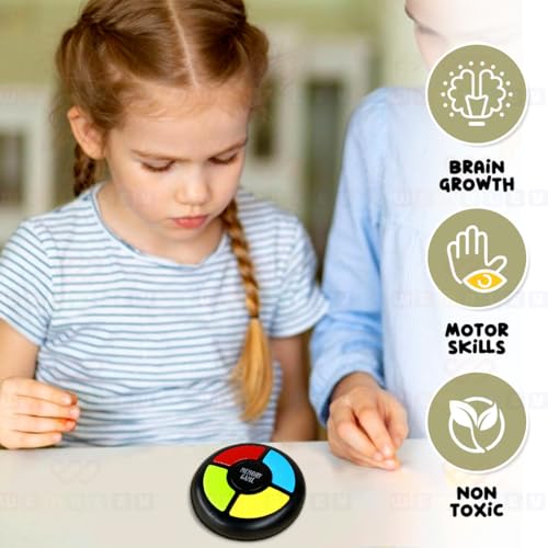 Image of Wembley Glow Quest Memory Handheld Game (Circle)| Interactive Fun Game for Kids| Indoor Game with Lights and Sounds| 30-Level Brain Challenge| Birthday Gift for Boys & Girls Ages 7 & Up (Multicolor)