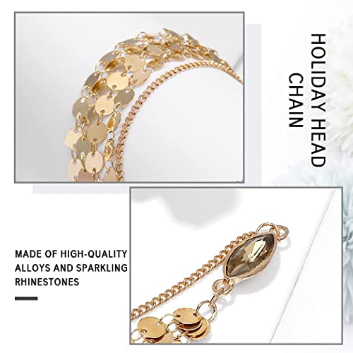 Yean Gold Head Chain Bohemian Hair Jewelry Headpiece Forehead Band Festival Hair Headband Accessories For Women And Girls (Gold) #TOP3