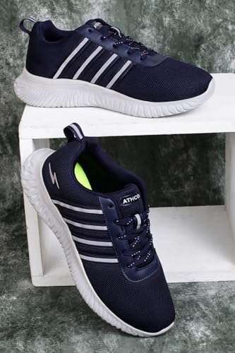 Image of Mens Running Shoes for Man Comfortable Men's Sports Shoes with Memory Foam Cushioned Insole Sports Shoes for Men Running Walking Lightweight Gym Shoe for Men Comfortable Stylish & Casual Walking ATHCO Shoe for Man Anti Slip Gym Footwear