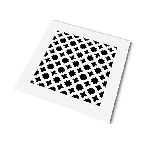 Saba Home Decor, Air Vent Cover Grille - Acrylic Plexiglass 10" X 10" Duct Opening, 12" X 12" Overall White Finish Decorative Covers For Walls & Ceilings Not For Floor Use, Venetian #TOP1