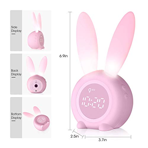 Kids Alarm Clock,Night Light For Kids, 5 Ringtones,Touch Control And Digital Thermometer,Sleep Timer With 2000Mah Rechargeable Clocks For Kids Room #TOP7