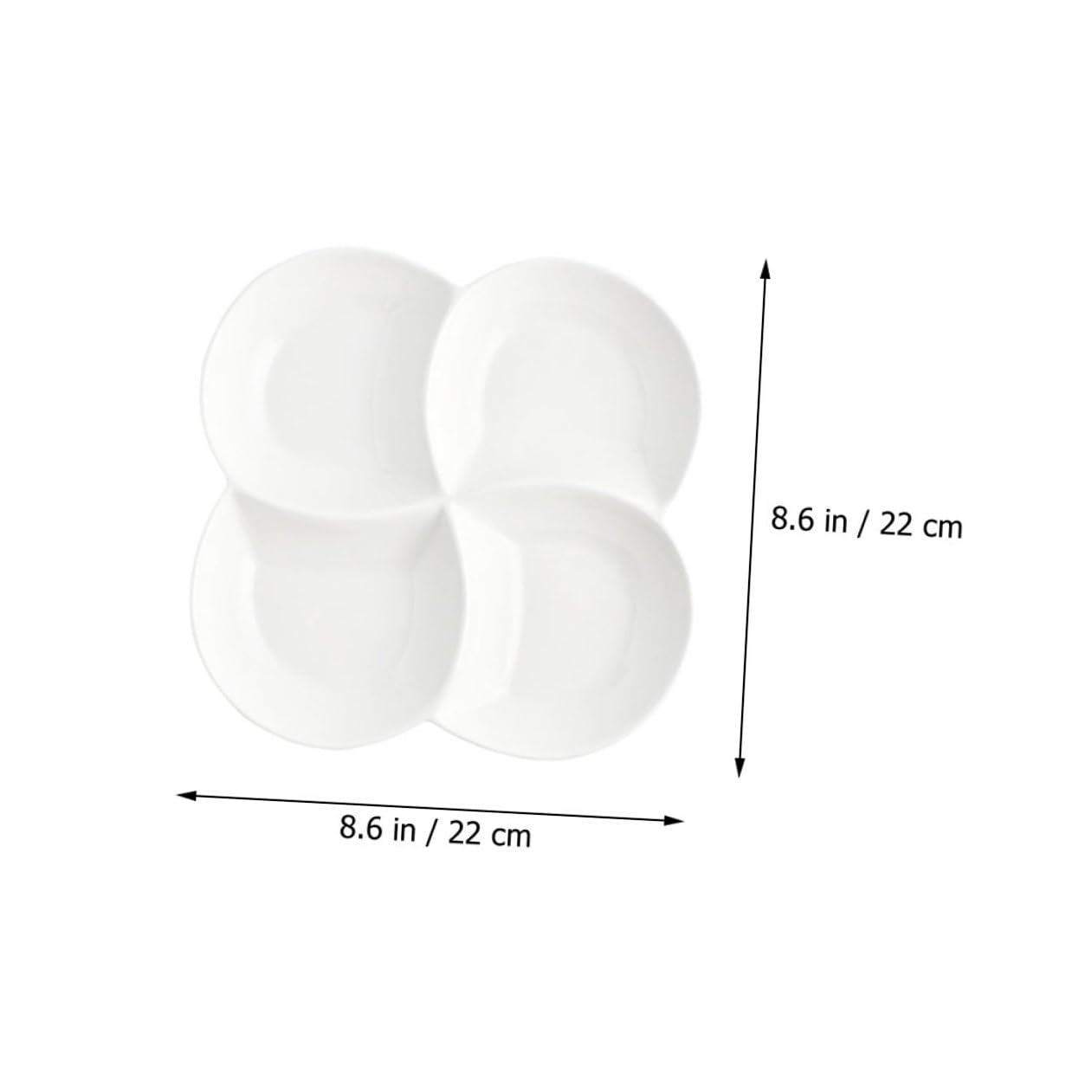 Plato de Comida Compartimentos de Cerámica Blanco 4 Piezas