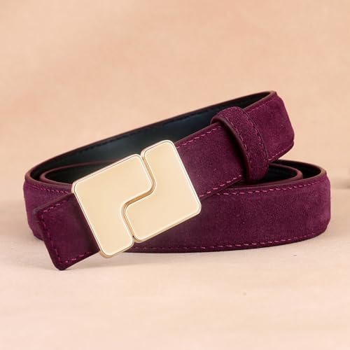 Suede Leather Belt for Women with Gold Buckle, Trendy Elegant Womens Belts for Jeans Dress Pants Coat2