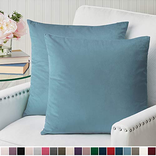 The Connecticut Home Company Luxurious Velvet Throw Pillow Cases, Set of 2 Decorative