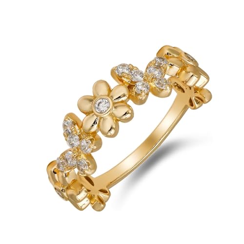 Musihy Anillo para mujer, oro amarillo de 9 quilates, 14 quilates, 18 quilates, anillo de promesa vintage para sus flores y mariposas con moissanita, Metal, Moissanita