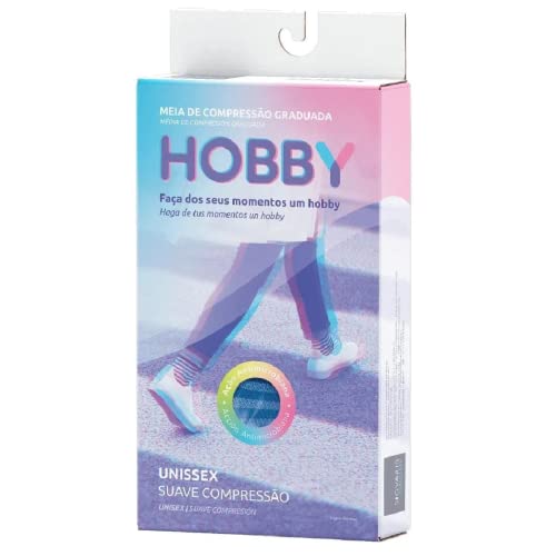 Meia Panturrilha Sigvaris 15-20mmHg Hobby Azul Azul Ponteira Fechada P