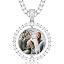 0253 Silver double sided round pendant&tennis chain