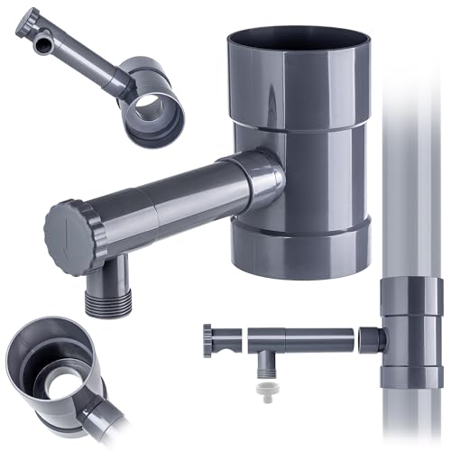 KADAX Collecteur d'eau de pluie 100mm, collecteur d'eau pour gouttière, voleur de pluie avec vanne intégrée, collecteur d'eau en plastique de haute qualité, voleur...