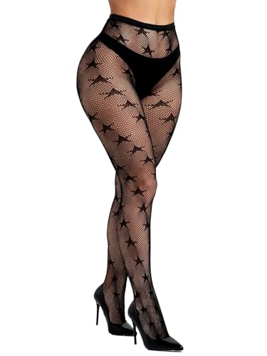 Image of Buitifo Women Sexy Tights Fishnet Patterned Stockings Sheer Socks | Y2K Ragged Pantyhose Hosiery Ripped Leggings One Size
