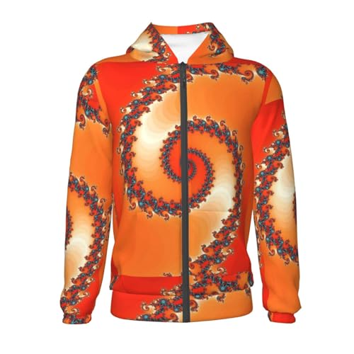 Orange Rotating Kids Pullover Hoodies Boys Zip Up Sweatshirts Girls Athletic Clothes with Pocket2