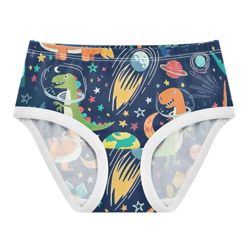 Girls Panties, Colorful Dinosaurs Space Planets Toddler Panties, Girls Cotton Underwear, 2T–8 Years
