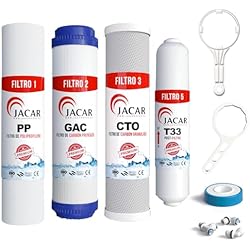Filtros Nereo Osmosis Inversa Domestica Jacar Kit de 4 Filtros para Ósmosis Inversa de 5 Etapas + Llave Sustitucion Filtro Osmosis Inversa 5 Etapas, Filtros osmosis UNIVERSALES con todos los Recambios de Filtros Osmosis inversa Domestica