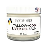 Tallow + Cod Liver Oil Balm – Handmade Ointment with Beef Tallow and Cod Liver Oil – Nourishing & Fragrance-Free – 2.5 fl oz
