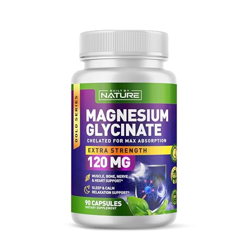 Built By Nature Magnesium Glycinate Supplement 120 mg 90 Capsules