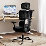 XUEGW Office Chair Ergonomic Desk Chair with Lumbar Support and Headrest, Thick Cushion Mesh Computer Chair with Armrest and Tilt Lock, High Back Home Office Desk Chairs for Men Women